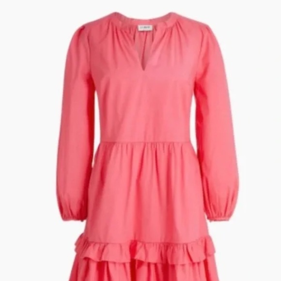 J. CREW Coral Tiered Ruffled Dress XS NWOT - Picture 3 of 12